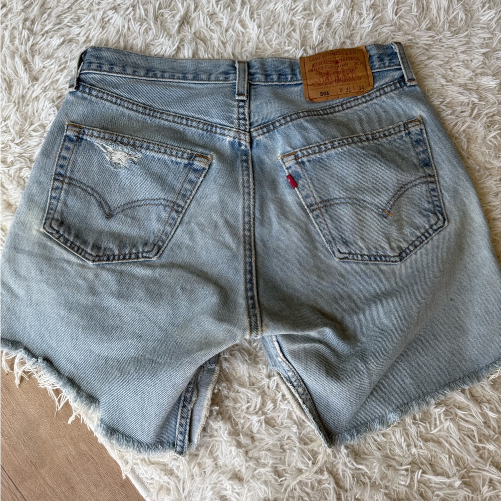 Levi's Blue Jean Shorts Distressed High-Waisted